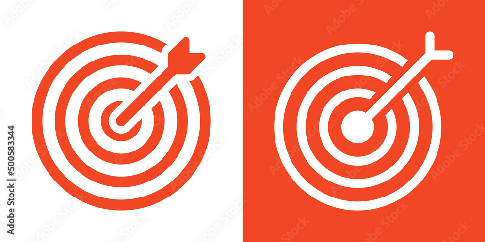 Poster target with arrow icon on red design. bullseye symbol vector illustration.