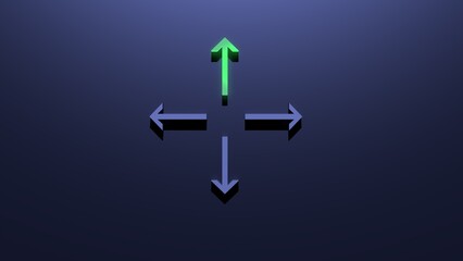 Obraz premium Neon green arrow. Choice of path abstract concept. 3D render illustration.