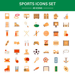 49 Sports Colorful Icon Pack In Flat Style.