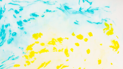 Fototapeta na wymiar Yellow-blue fluid art background. Creative wallpaper in support of Ukraine