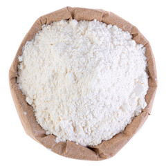 rice flour in a paper bag on a white background