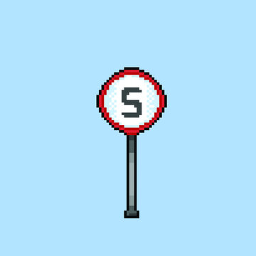stop sign in pixel art style