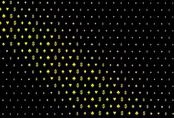 Dark red, yellow vector texture with playing cards.