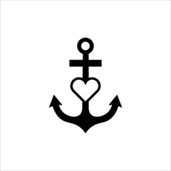Anchor with heart icon vector illustration symbol