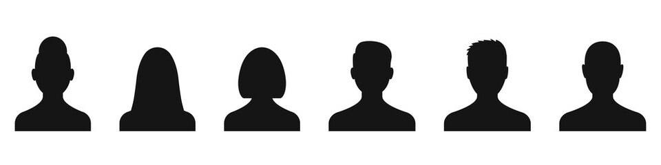 Silhouettes of people. Men and women. A group of people. Vector illustration