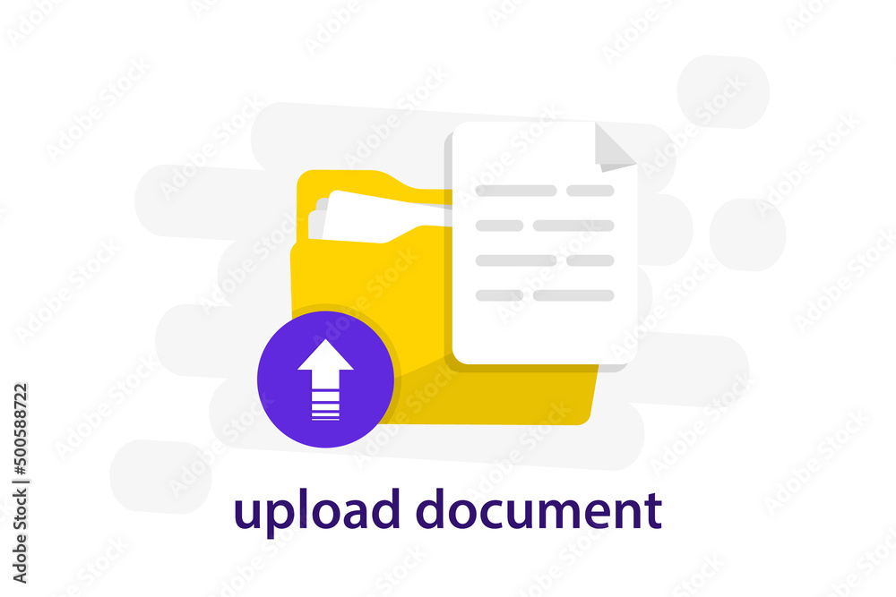 Leinwandbilder upload document. uploading file flat icon. share or send document file. uploading, downloading, sync