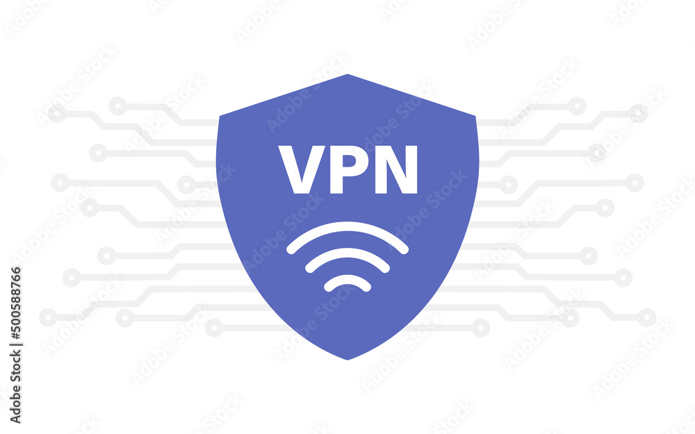 Poster Mobile VPN service concept. Phone with secure VPN connection concept. Virtual private network. Cyber security, secure web traffic. Internet security software. Protect personal data in smartphone
