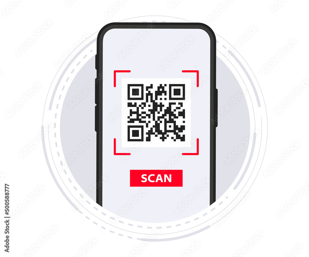 Poster QR Code. Scanning qr code, barcode with smartphone. Contactless payment. Can use for, landing page, template, ui, web, mobile app, banner, flyer. Scan me. Qr Verification Concept. Vector illustration