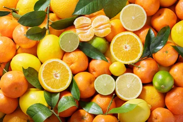 Foto op Plexiglas fresh citrus fruits as background © Nitr