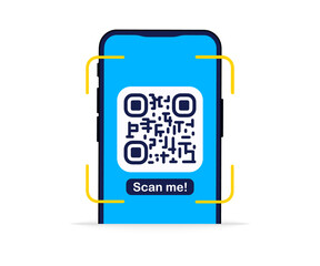 QR Code. Scanning qr code, barcode with smartphone. Contactless payment. Can use for, landing page, template, ui, web, mobile app, banner, flyer. Scan me. Qr Verification Concept. Vector illustration