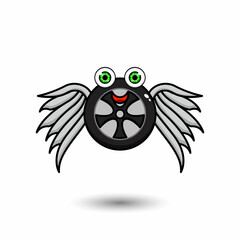 Winged cute wheel character design