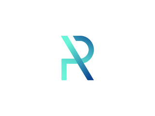 R letter logo blue and cyan