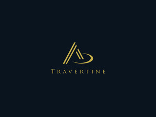 A letter travel logo gold colour