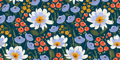 Floral seamless pattern. Vector design for paper, cover, fabric, interior decor and other - 500590782