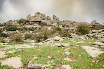 A walk in the National park Torcal de Antequera, Andalusia, Spain
