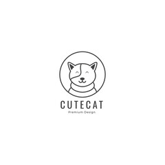 cat head cute cartoon logo line