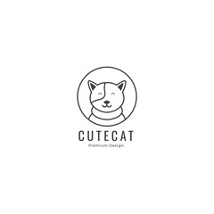 Fototapeta premium cat head cute cartoon logo line