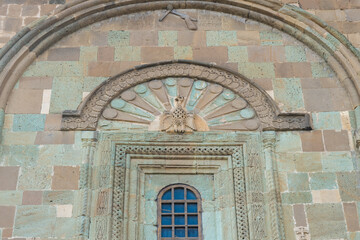 Obraz premium Close View Of Bas-Relief At The Exterior Facade Of Ancient Svetitskhoveli Monastery