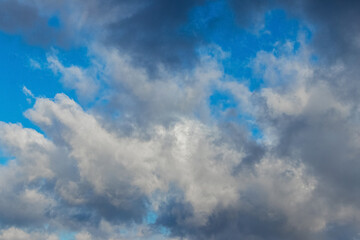 Dramatic stormy sky with white and dark clouds