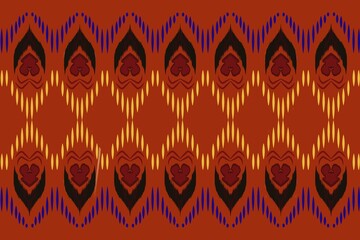 Ikat art pattern indigenous clothing texture abstract seamless typography wallpaper on orange background