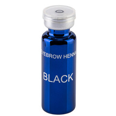 henna black for eyebrows in a bottle on a white background