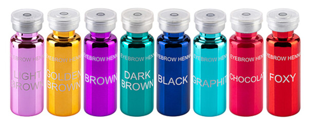 henna for eyebrows in a bottle on a white background