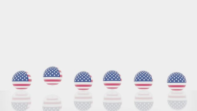 3d render of bouncing balls in US flag for concepts 