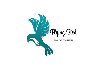 Simple Modern Flying Pigeon Dove Bird Silhouette Logo Design Vector