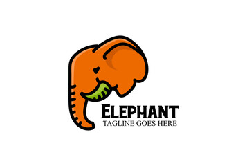 Colorful Modern Ivory Elephant Head Logo Design Vector