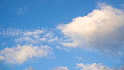 Beautiful blue sky background, white clouds.