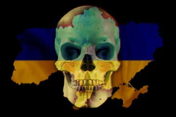 Fotobehang skull on the map ukraine  © reznik_val