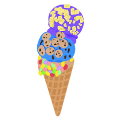 Colorful ice cream cone illustration.