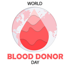 World Blood Donor Day Paper Cut Layers Poster Vector Illustration