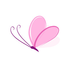 Butterfly logo with heart-shaped wings. Vector illustration
