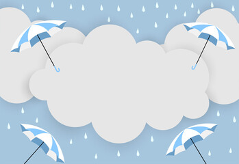 Rainy and monsoon season sale background. Design with raindrops and umbrella vector. - obrazy, fototapety, plakaty