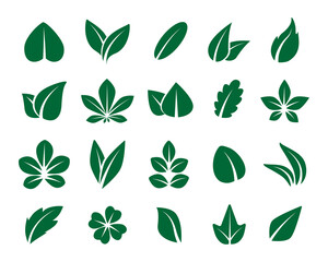 Leaf icon. Green sprout symbol of nature. Vector abstract organic foliage