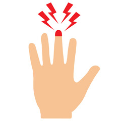finger pain icon on white background. body pain concept. Injured finger sign. acute finger pain symbol. flat style.