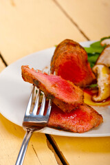 beef filet mignon grilled with vegetables