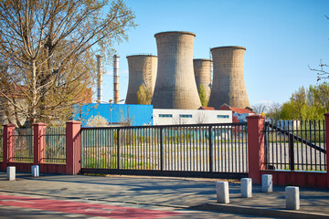 chimneys at the thermal power plant
