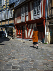 Woman walk in Rennes downtown