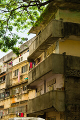 Fototapeta na wymiar Poor apartment houses in Pune, India
