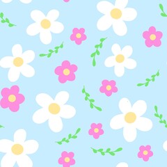 Seamless pattern with multicolored flowers. Finished Design for paper, fabric and other items.