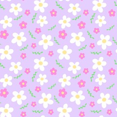 Seamless pattern with multicolored flowers. Finished Design for paper, fabric and other items.