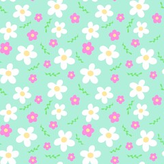 Seamless pattern with multicolored flowers. Finished Design for paper, fabric and other items.