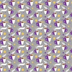 Abstract colorful seamless pattern with cups. Print on fabric. Finished design for fabric, paper and other items.