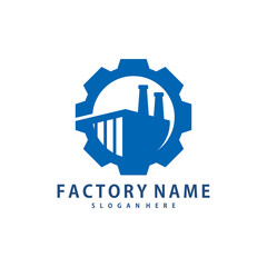Gear Factory logo design vector, Creative Factory logo design Template Illustration