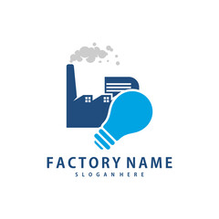 Bulb Factory logo design vector, Creative Factory logo design Template Illustration