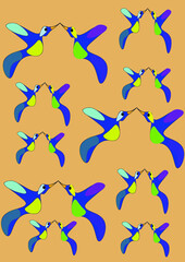 Print hummingbirds, birds , Brazil,