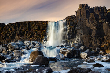Öxarárfoss, Iceland - A beautiful waterfall in an Icelandic National Park