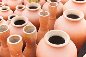 KOLKATA, WEST BENGAL , INDIA - NOVEMBER 23RD 2014 : terracotta pots, artworks of handicraft, on display during Handicraft Fair in Kolkata - the biggest handicrafts fair in Asia.